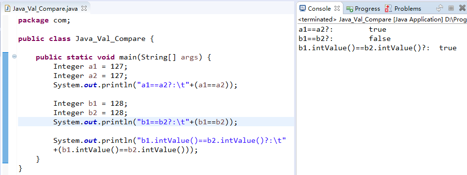 Java 包装类Integer的值比较