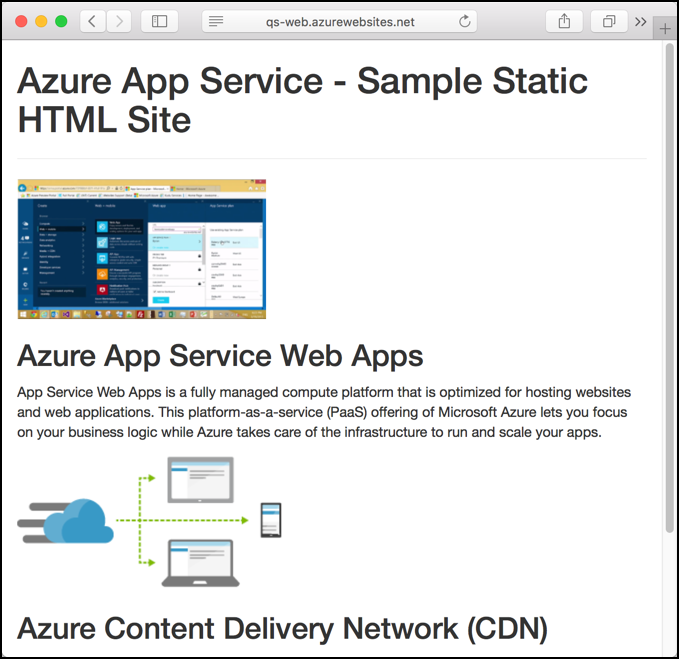 在 Azure 中创建静态 HTML Web 应用