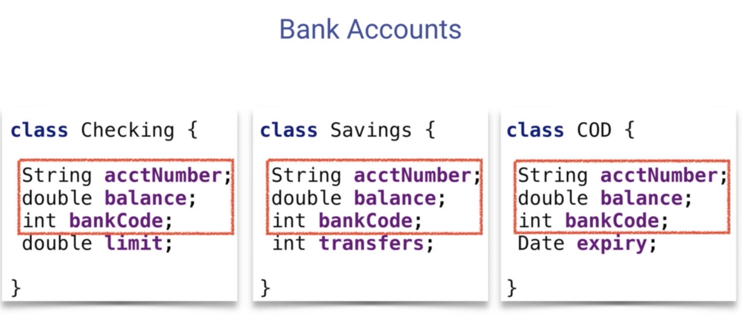 Create a class Account to involve all the attribute - cause extra waster