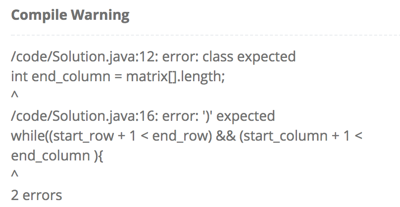 count the column in java -> matrix[0].length not matrix[].length