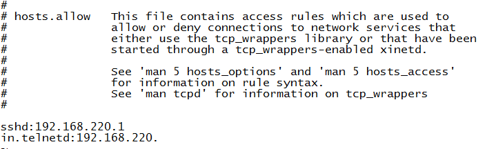 通过配置hosts.allow和hosts.deny文件允许或禁止ssh或telnet操作