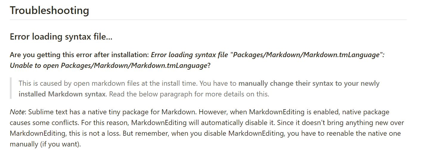 Sublime Text3 安装 markdownediting插件 报错 Error loading syntax file "Packages/Markdown/Markdown.tmLanguage":第2张