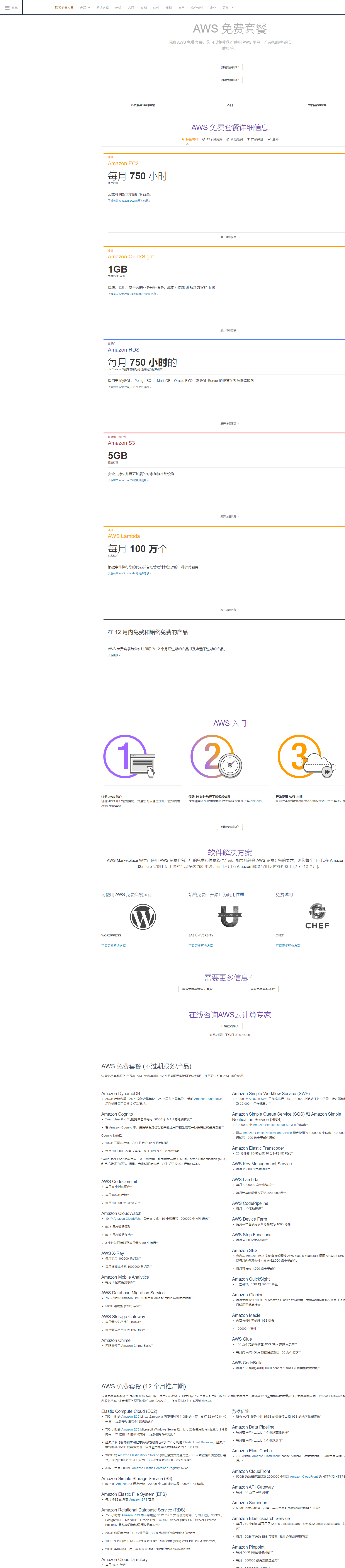 AWS 免费套餐