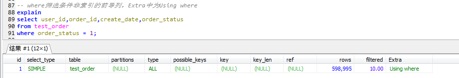 MySQL数据库中执行extra中的using index 和 using where 的区别有哪些